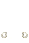 Amina Muaddi Jah Hoop Small White And Gold Crystal Earrings In Whigoldbase