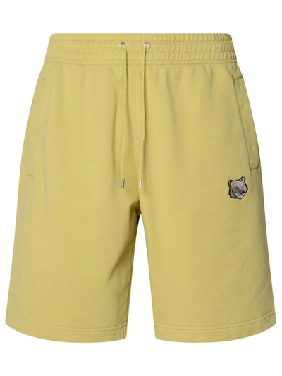 Maison Kitsuné Mustard Cotton Bermuda Shorts In Yellow