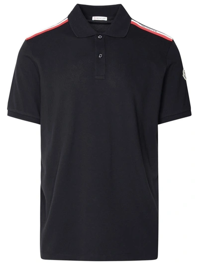 Moncler Rwb Stripe Shoulder Polo In Navy