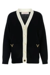 Valentino Vgold Virgin Wool Cardigan In Neroavorio