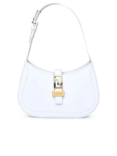 Versace Greca Goddess Logo Plaque Small Shoulder Bag In White