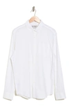 Original Penguin Linen Blend Woven Solid Button-down Shirt In Bright White