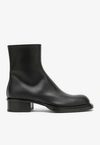 Alexander Mcqueen Cuban Stack Boot With 4.5 Cm Heel In Black