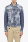 Dsquared2 Dan Distressed Buttoned Denim Jacket In Blue