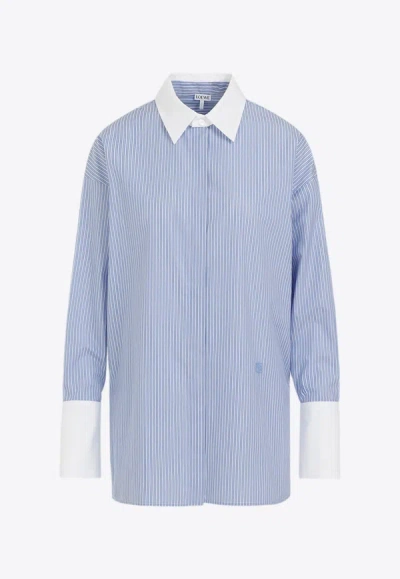 Loewe Striped Deconstructed Shirt In Blue