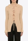 By Malene Birger Knitted Cardigan Front Tie In Beige