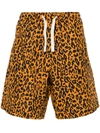 Palm Angels Men Linen And Cotton Blend Shorts In Orange