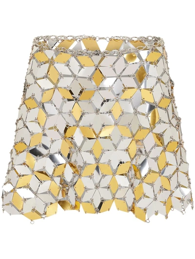 Rabanne Sparkles Rhombic-paillettes Miniskirt In Metallic
