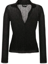 Tom Ford Metallic-threading Knitted Polo Shirt In Black