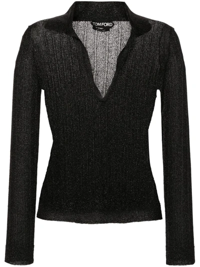 TOM FORD TOM FORD RIBBED LUREX POLO SHIRT