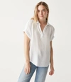 Michael Stars Gigi Gauze Popover Top In Toffee
