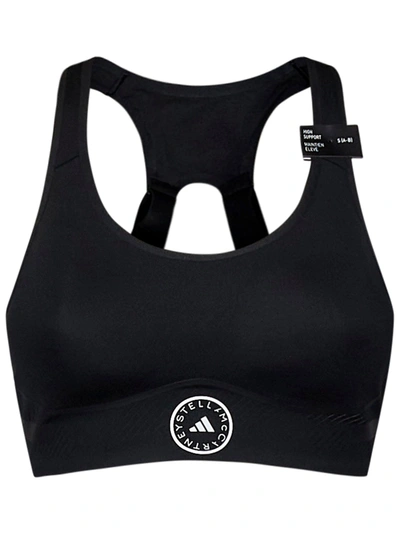 Adidas By Stella Mccartney Logo-print Sports Bra In Black