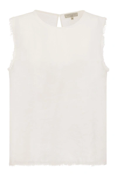 Antonelli Adrien - Linen Sleeveless Jumper In Milk