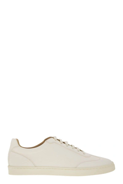 Brunello Cucinelli Deerskin Trainers With Latex Sole In Cream