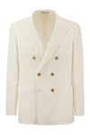 BRUNELLO CUCINELLI BRUNELLO CUCINELLI TWISTED LINEN DECONSTRUCTED JACKET WITH PATCH POCKETS