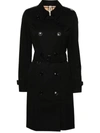 Burberry Short Kensington Heritage Trench Coat In Black
