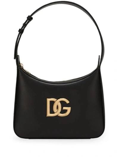 Dolce & Gabbana Structured Calfskin Shoulder Bag In Black