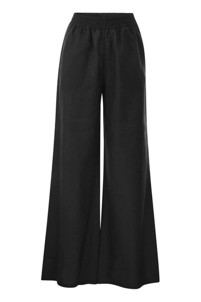 Fabiana Filippi Linen Wide Trousers In Black