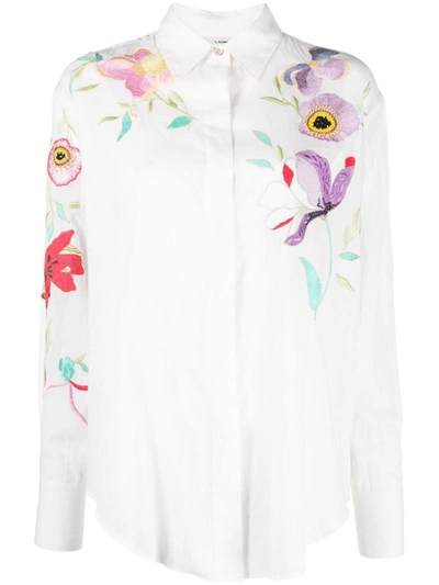 Forte Forte Floral-embroidered Cotton Shirt In White,multicolor