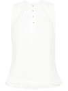 Lanvin Buttoned Crepe De Chine Sleeveless Top In White