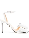 Mach&mach Mach E Mach Satin Le Cadeau Sandals With Double Bow In White