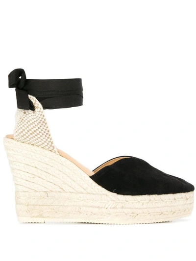 Manebi Wedged Espadrillas In Black