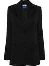 Off-white Single-breasted Virgin-wool Blazer In Black