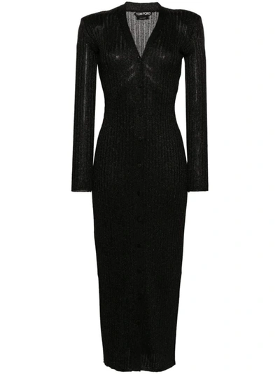 Tom Ford V-neck Cardigan Dress In Black