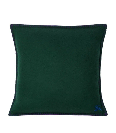 Burberry Ekd-embroidered Wool Cushion In Green