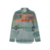 Celine Printed Long-sleeved Shirt In Green