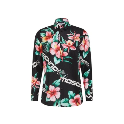 Moschino Couture Silk Printed Shirt In Black