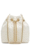 Aldo Pearlily Imitation Pearl Bucket Bag In White Overflow
