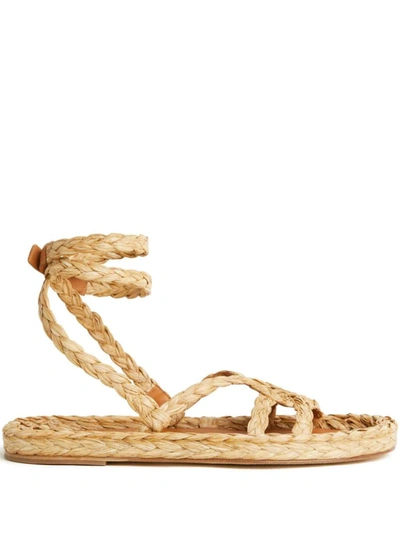 Alanui A Love Letter To India Woven Sandals In Neutrals