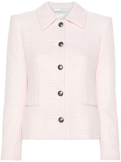 Alessandra Rich Sequin-embellished Tweed Blazer In Powder