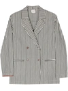ALYSI ALYSI STRIPED DOUBLE-BREASTED JACKET