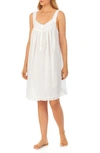 Eileen West Sleeveless Dobby Stripe Nightgown In White