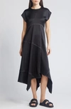 Allsaints Agnes Cap Sleeve Handkerchief Hem Dress In Black