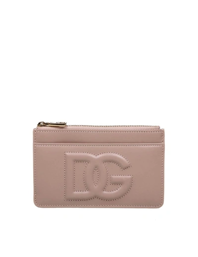 Dolce & Gabbana Leather Card Holder In Powder
