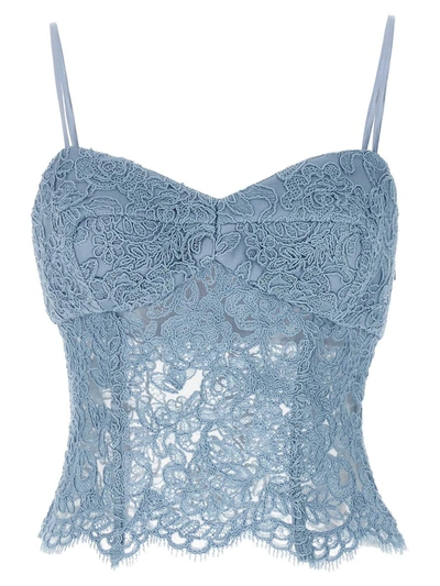 Ermanno Scervino Lace Bustier Top In Azul Claro