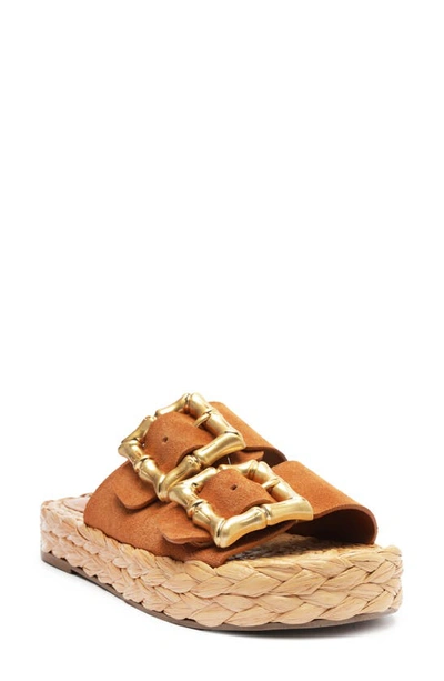 Schutz Women's Enola Double Buckle Espadrille Platform Sandals In Miele