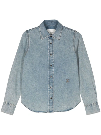 Closed Embroidered-logo Denim Shirt In Blue
