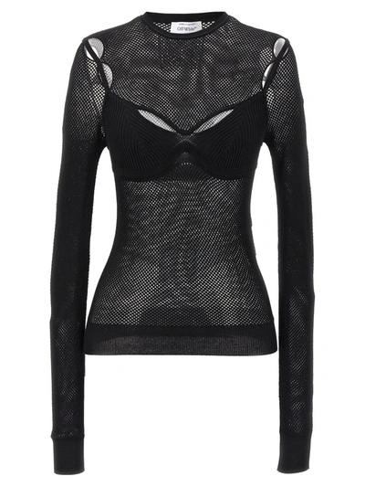 Off-white Arrow Fishnet Top In Black