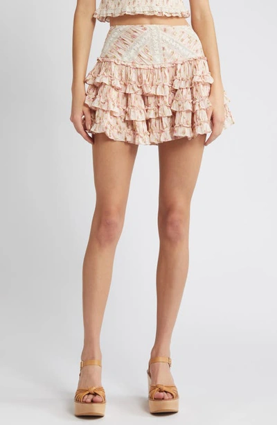 Loveshackfancy Dressing Gownina Floral Ruffle Miniskirt In Cherry Kisses