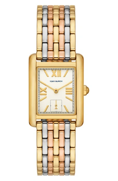 Tory Burch The Eleanor Watch - Tri-tone Stainless Steel In Ivory/two-tone