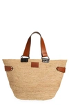 Isabel Marant Bahiba Raffia Tote In Natural/ Cognac