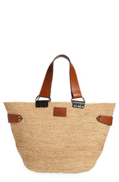 Isabel Marant Bahiba Raffia Tote In Natural/ Cognac