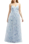 Dessy Collection Floral A-line Chiffon Gown In Mist Garden