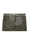 Mango Croc Embossed Faux Leather Miniskirt In Khaki