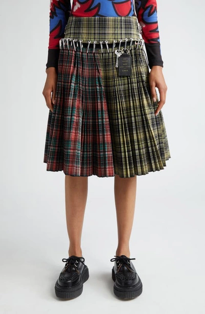 CHOPOVA LOWENA GREEN WOOD TARTAN SKIRT