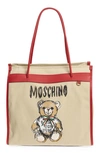 MOSCHINO BEAR GRAPHIC CANVAS TOTE